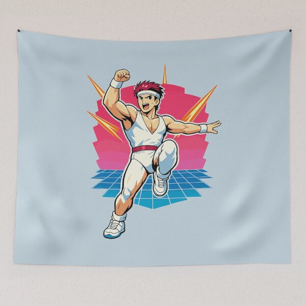 Item preview, Retrowave Anime Aerobic Power Strike Gentleman designed and sold by KungPowUnicorn.