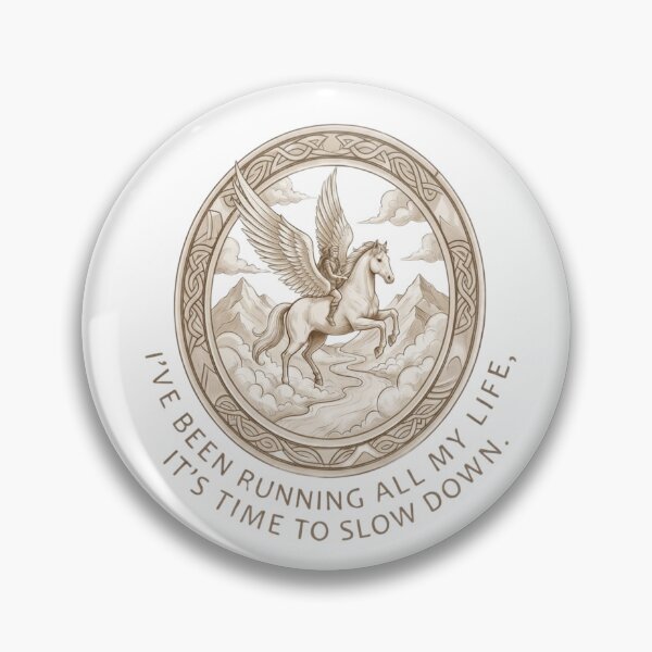 Item preview, Pegasus Flying over Mountains Quote Slow Down Vintage Art designed and sold by GrzegorzTravels.