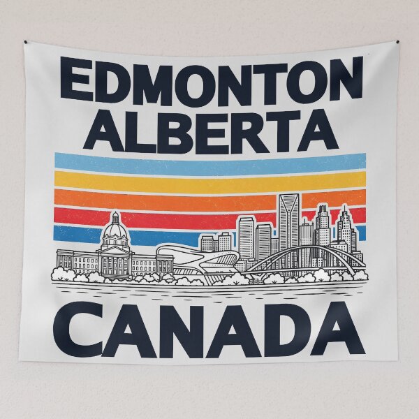 Item preview, Edmonton Canada Minimalist Skyline Retro Colors designed and sold by HowToCanadian.