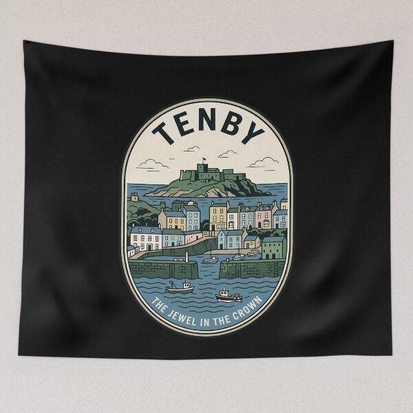 Item preview, Tenby Wales Vintage Travel Emblem Harbor Scene designed and sold by k3rstman1.