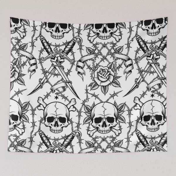 Item preview, othic Skull Dagger and Roses designed and sold by Rama KLK.