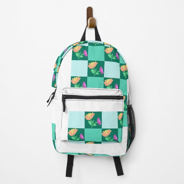 Item preview, Hand Painted Floral Checkerboard Seamless Pattern with Butterfly, Cute Spring Botanical Background in Pastel Green designed and sold by AjjimaJKM.