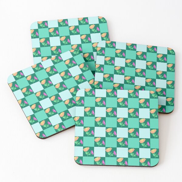 Item preview, Hand Painted Floral Checkerboard Seamless Pattern with Butterfly, Cute Spring Botanical Background in Pastel Green designed and sold by AjjimaJKM.