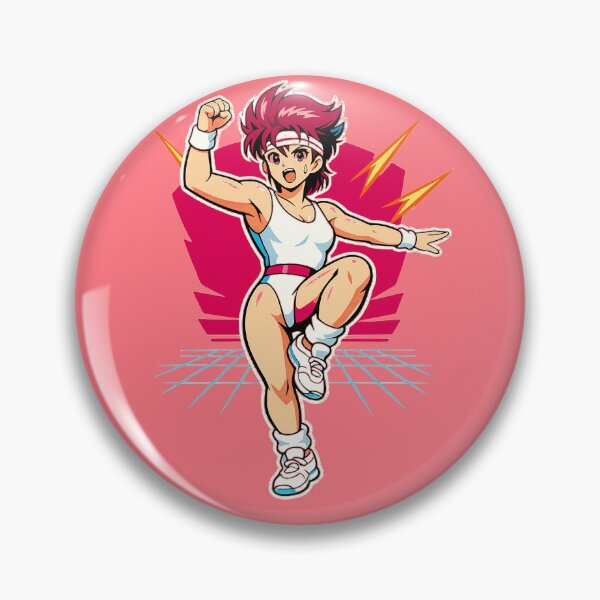 Item preview, Retrowave Vintage Anime Aerobic Power Strike Lady designed and sold by KungPowUnicorn.