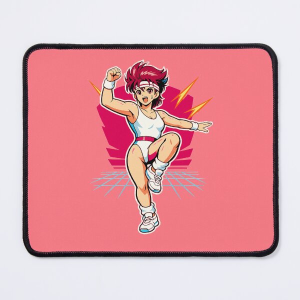 Item preview, Retrowave Vintage Anime Aerobic Power Strike Lady designed and sold by KungPowUnicorn.