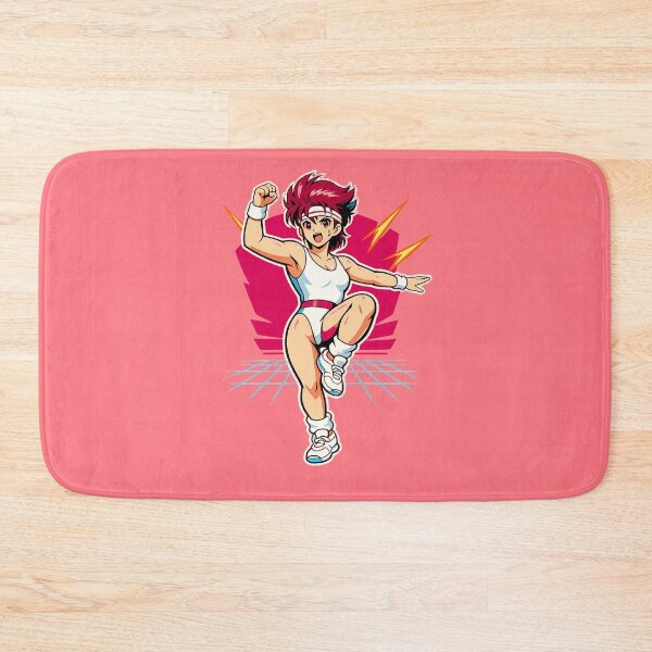 Item preview, Retrowave Vintage Anime Aerobic Power Strike Lady designed and sold by KungPowUnicorn.