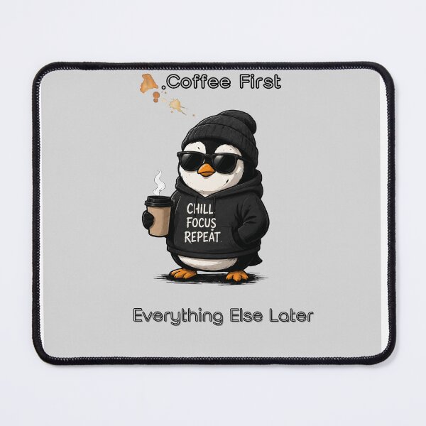 Item preview, "Powered by Coffee. Running on Vibes." designed and sold by Penguin Mood .