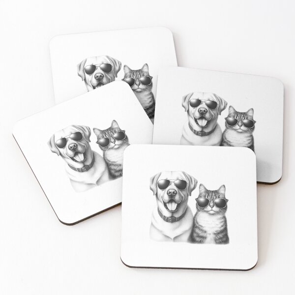 Item preview, Cool Dog and Cat in Sunglasses – Funny Pet Duo Art designed and sold by Rocket&Stars.