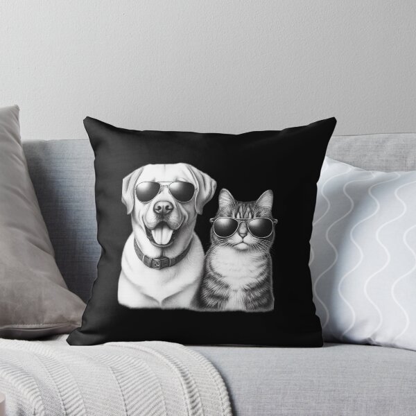 Item preview, Cool Dog and Cat in Sunglasses – Funny Pet Duo Art designed and sold by Rocket&Stars.
