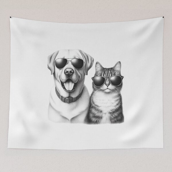 Item preview, Cool Dog and Cat in Sunglasses – Funny Pet Duo Art designed and sold by Rocket&Stars.