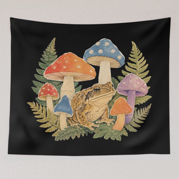 Item preview, Cottagecore Toad Mushroom Forest Design designed and sold by trajeado14.