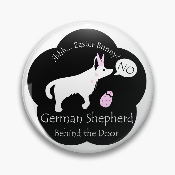 Item preview, Funny German Shepherd Easter Bunny Behind the Door Black Base designed and sold by Na7nasColorShop.