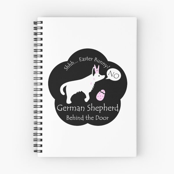 Item preview, Funny German Shepherd Easter Bunny Behind the Door Black Base designed and sold by Na7nasColorShop.