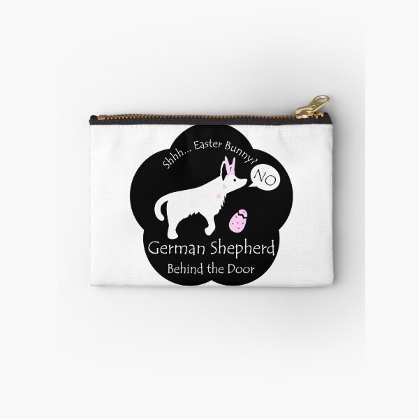 Item preview, Funny German Shepherd Easter Bunny Behind the Door Black Base designed and sold by Na7nasColorShop.