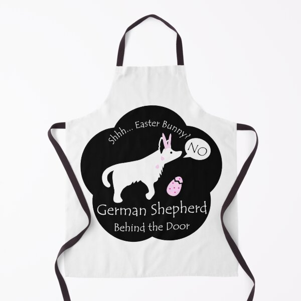 Item preview, Funny German Shepherd Easter Bunny Behind the Door Black Base designed and sold by Na7nasColorShop.