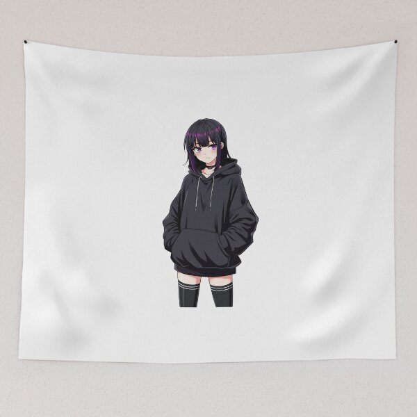 Item preview, Aesthetic Anime Girl in Black Oversized Hoodie designed and sold by tokstoremx.