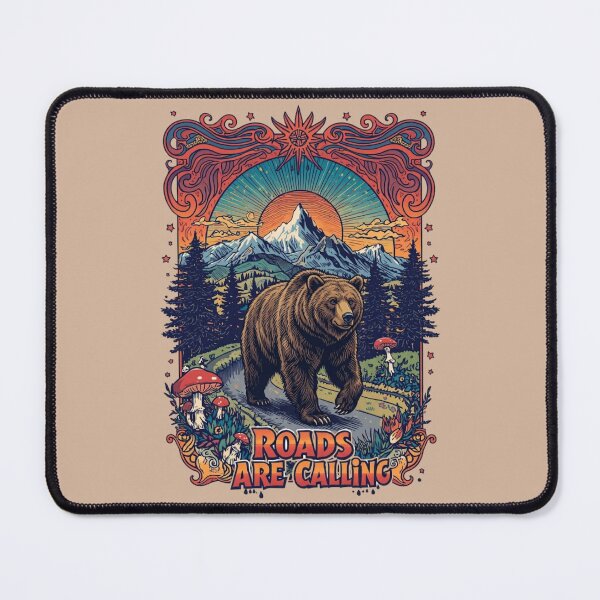 Item preview, Roads Are Calling - Vintage Grizzly Bear Nature Art designed and sold by Skyrocketz.