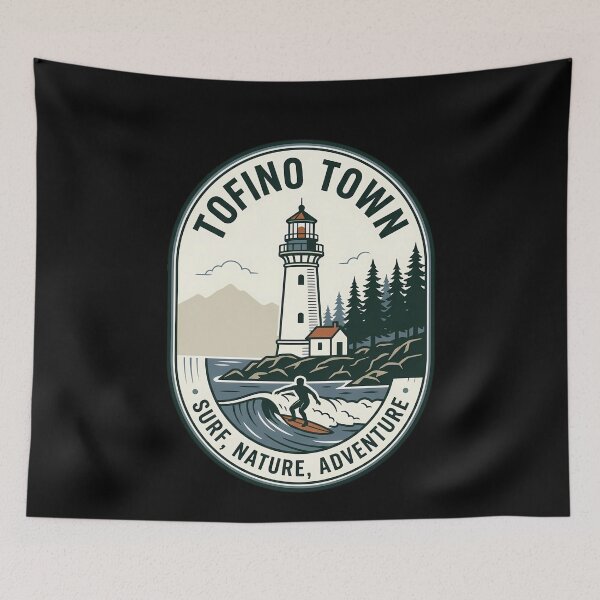 Item preview, Tofino Town Vintage Travel Emblem Surfing Lighthouse designed and sold by k3rstman1.