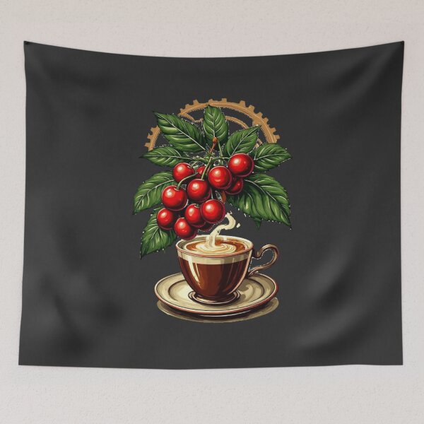 Item preview, Barista Mechanics - Steampunk Coffee Cup & Fresh Cherries designed and sold by Shift-Bloom.