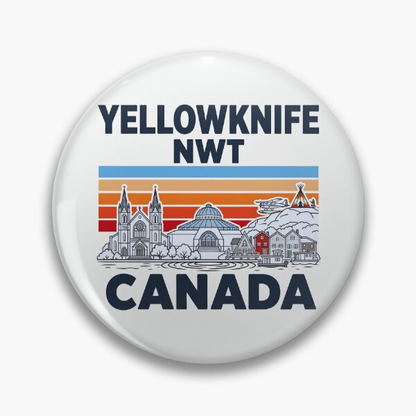 Artikelvorschau, Yellowknife, NWT, Kanada – Minimalistische Skyline in Retro-Farben entworfen und verkauft von HowToCanadian.