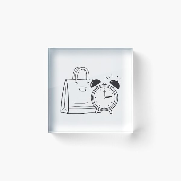 Item preview, A ringing clock placed next to a bag designed and sold by rasagamastore.