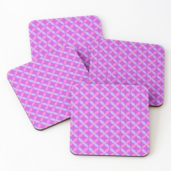 Item preview, Abstract Geometric Floral Seamless Pattern with Interlocking Petals in Pink and Purple, Modern Retro Background designed and sold by AjjimaJKM.
