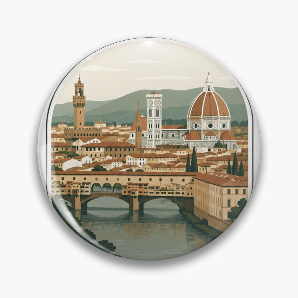 Item preview, Florence Italy Travel Poster Firenze Tuscany Vintage City Landscape Design designed and sold by ErikLaRDesigns.