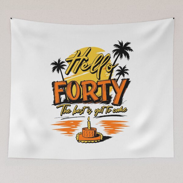 Item preview, Hello Forty Retro Sunset Beach 40th Birthday Vacation Party Graphic designed and sold by illeN-Art-World.
