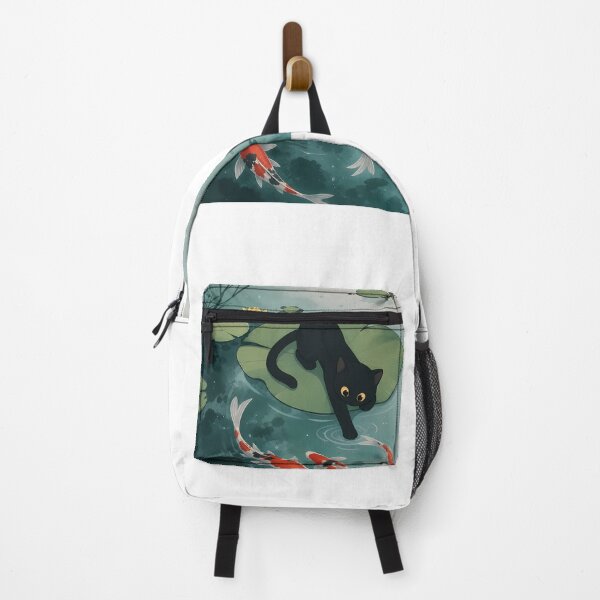 Item preview, Curious Black Cat and Koi Fish in Lotus Pond designed and sold by PurrfectHome.
