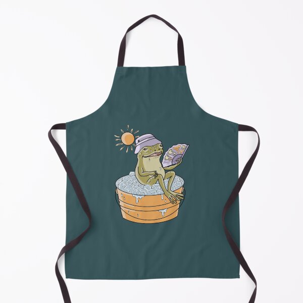 Item preview, Frog in Bucket of Ice Summer Heatwave Cottagecore Illustration designed and sold by LeshanArt.