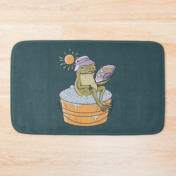 Item preview, Frog in Bucket of Ice Summer Heatwave Cottagecore Illustration designed and sold by LeshanArt.