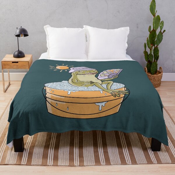 Item preview, Frog in Bucket of Ice Summer Heatwave Cottagecore Illustration designed and sold by LeshanArt.
