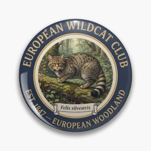 Item preview, European Wildcat Club Vintage Badge Woodland Art designed and sold by CalmCapy Co.