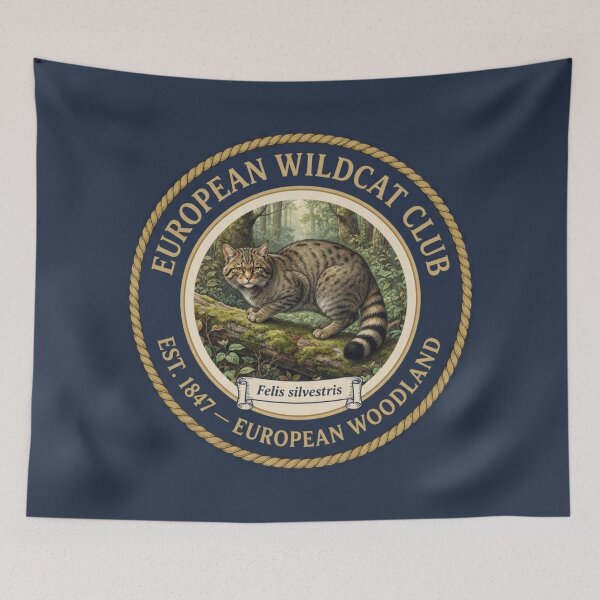 Item preview, European Wildcat Club Vintage Badge Woodland Art designed and sold by CalmCapy Co.