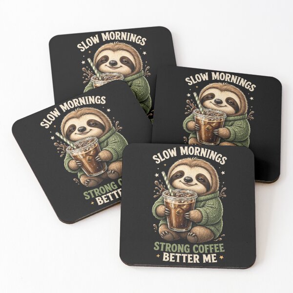 Item preview, Slow Mornings Strong Coffee Better Me Funny Sloth Coffee Vintage designed and sold by CF_VintageDesign.