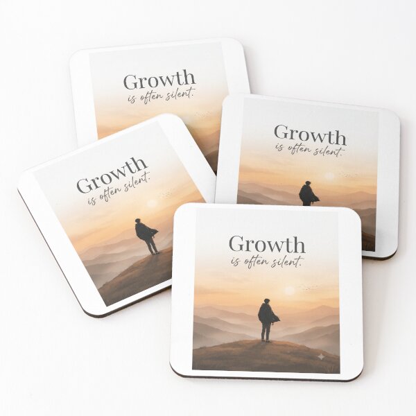 Item preview, Minimalist Sunset Quote - "Growth Is Often Silent" | Aesthetic Lo-Fi Wall Art designed and sold by Trendykunnu.