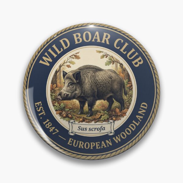 Item preview, Wild Boar Club Vintage Badge European Woodland Art designed and sold by CalmCapy Co.