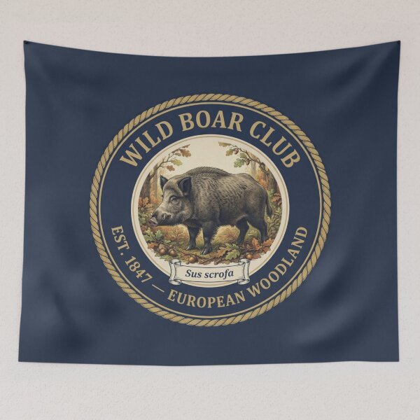 Item preview, Wild Boar Club Vintage Badge European Woodland Art designed and sold by CalmCapy Co.