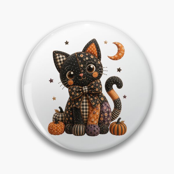 Item preview, Cute Patchwork Black Cat | Farmhouse Halloween & Autumn Art designed and sold by DecoVibe.