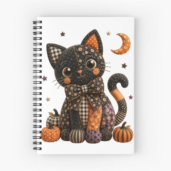 Item preview, Cute Patchwork Black Cat | Farmhouse Halloween & Autumn Art designed and sold by DecoVibe.