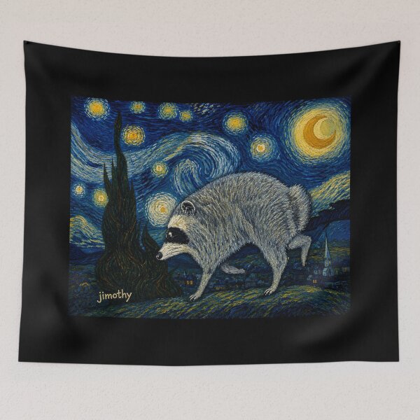 Item preview, Jimothy Raccoon Starry Night Parody designed and sold by artizallart.