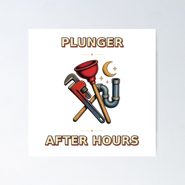 Item preview, Plunger After Hours Vintage Plumbing Crew Graphic designed and sold by Freshloop Studio | Whimsical Vintage Art.