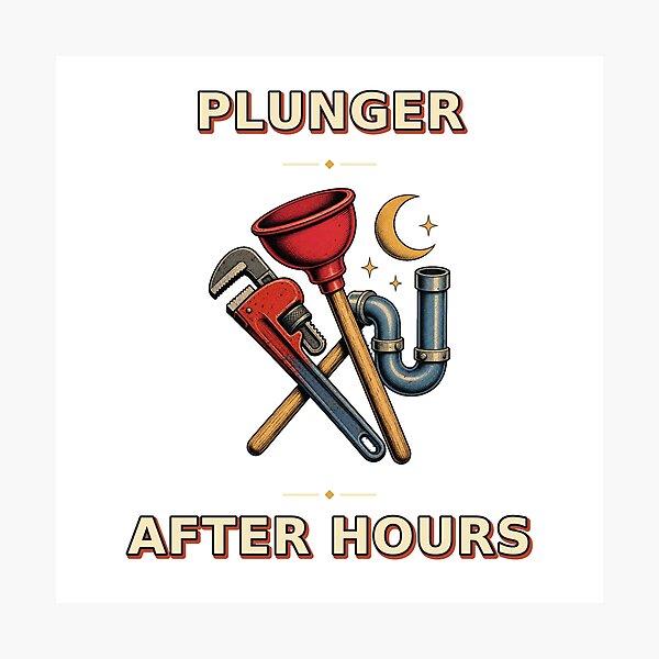 Item preview, Plunger After Hours Vintage Plumbing Crew Graphic designed and sold by Freshloop Studio | Whimsical Vintage Art.