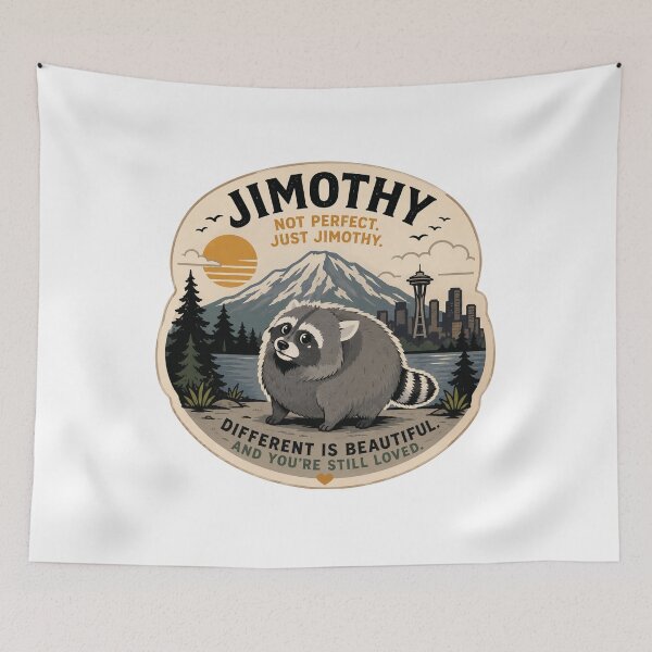Item preview, Jimothy Raccoon Different Is Beautiful Retro Poster designed and sold by TSshirtShoppe.