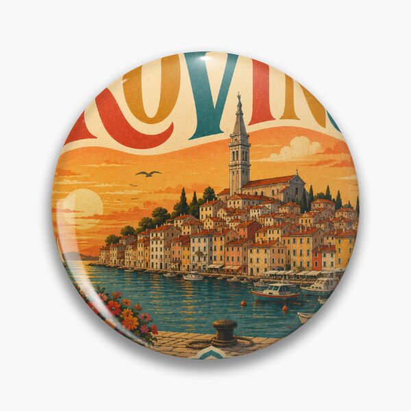 Item preview, Rovinj Souvenir Heart Design - Vintage Croatia Travel Art designed and sold by VisualArtsOasis.