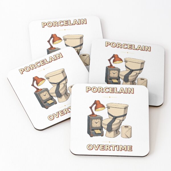 Item preview, Porcelain Overtime Retro Bathroom Work Humor designed and sold by Freshloop Studio | Whimsical Vintage Art.