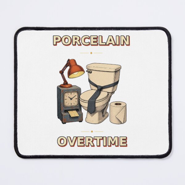 Item preview, Porcelain Overtime Retro Bathroom Work Humor designed and sold by Freshloop Studio | Whimsical Vintage Art.