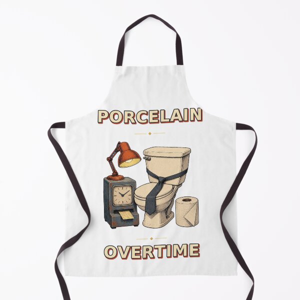 Item preview, Porcelain Overtime Retro Bathroom Work Humor designed and sold by Freshloop Studio | Whimsical Vintage Art.
