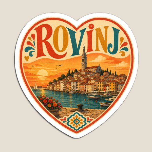 Item preview, Rovinj Souvenir Heart Design - Vintage Croatia Travel Art designed and sold by VisualArtsOasis.