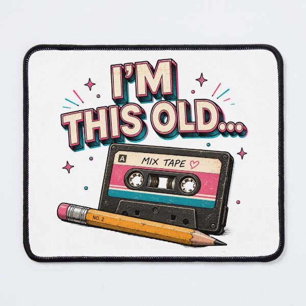 Item preview, I'm This Old | Pencil & Cassette designed and sold by YumiStories Shop.